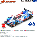 Modelauto 1:43 | Spark MV10 | Oreca 07 Gibson LMP2 | Vaillante Rebellion 2017 #13 - B.Senna - J.Canal - N.Prost Modelauto 1:43 | Spark MV10 | Oreca 07 Gibson LMP2 | Vaillante Rebellion 2017 #13 - B.Senna - J.Canal - N.Prost