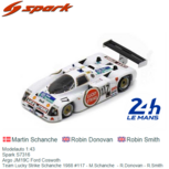 Modelauto 1:43 | Spark S7316 | Argo JM19C Ford Coswoth | Team Lucky Strike Schanche 1988 #117 - M.Schanche - R.Donovan - R.Smith Modelauto 1:43 | Spark S7316 | Argo JM19C Ford Coswoth | Team Lucky Strike Schanche 1988 #117 - M.Schanche - R.Donovan - R.Smith