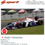 Modelauto 1:43 | Spark SJ129 | Dallara HR-417E Honda | TCS Nakajima Racing 2022 #64 - N.Yamamoto Modelauto 1:43 | Spark SJ129 | Dallara HR-417E Honda | TCS Nakajima Racing 2022 #64 - N.Yamamoto