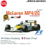 Bouwpakket 1:20 | NuNu Model Kit PN20001 | McLaren F1 MP4/2C 1986 #1 - K.Rosberg - A.Prost Bouwpakket 1:20 | NuNu Model Kit PN20001 | McLaren F1 MP4/2C 1986 #1 - K.Rosberg - A.Prost