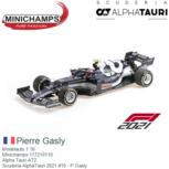 Modelauto 1:18 | Minichamps 117210110 | Alpha Tauri AT2 | Scuderia AlphaTauri 2021 #10 - P.Gasly Modelauto 1:18 | Minichamps 117210110 | Alpha Tauri AT2 | Scuderia AlphaTauri 2021 #10 - P.Gasly