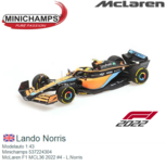 Modelauto 1:43 | Minichamps 537224304 | McLaren F1 MCL36 2022 #4 - L.Norris Modelauto 1:43 | Minichamps 537224304 | McLaren F1 MCL36 2022 #4 - L.Norris