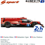 Modelauto 1:43 | Spark S8615 | Oreca 07 Gibson | Richard Mille Racing 2022 #1 - C.Milesi - S.Ogier - L.Wadoux Modelauto 1:43 | Spark S8615 | Oreca 07 Gibson | Richard Mille Racing 2022 #1 - C.Milesi - S.Ogier - L.Wadoux