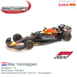 Modelauto 1:18 | Minichamps 110220001 | Red Bull Racing RB18 RPT 2022 #1 - M.Verstappen Modelauto 1:18 | Minichamps 110220001 | Red Bull Racing RB18 RPT 2022 #1 - M.Verstappen