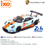 Modelauto 1:18 | IXO-Models LEGT18008 | Porsche 911 GT3 RSR LMGTE | Gulf Racing UK 2018 #86 - A.Davison - M.Wainwright - B.Barker Modelauto 1:18 | IXO-Models LEGT18008 | Porsche 911 GT3 RSR LMGTE | Gulf Racing UK 2018 #86 - A.Davison - M.Wainwright - B.Barker