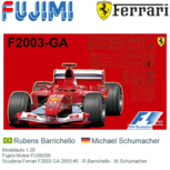 Modelauto 1:20 | Fujimi Mokei FU09209 | Scuderia Ferrari F2003 GA 2003 #5 - R.Barrichello - M.Schumacher Modelauto 1:20 | Fujimi Mokei FU09209 | Scuderia Ferrari F2003 GA 2003 #5 - R.Barrichello - M.Schumacher