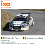Modelauto 1:43 | IXO-Models RAM818LQ | Citroen C3 Rally2 WRC 2021 #9 - C.de Cecco - J.Humblet Modelauto 1:43 | IXO-Models RAM818LQ | Citroen C3 Rally2 WRC 2021 #9 - C.de Cecco - J.Humblet