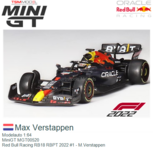 Modelauto 1:64 | MiniGT MGT00520 | Red Bull Racing RB18 RBPT 2022 #1 - M.Verstappen Modelauto 1:64 | MiniGT MGT00520 | Red Bull Racing RB18 RBPT 2022 #1 - M.Verstappen