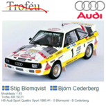 Modelauto 1:43 | Trofeu RR.SE21 | HB Audi Sport Quattro Sport 1985 #1 - S.Blomqvist - B.Cederberg Modelauto 1:43 | Trofeu RR.SE21 | HB Audi Sport Quattro Sport 1985 #1 - S.Blomqvist - B.Cederberg