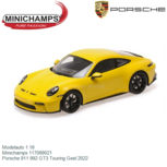 Modelauto 1:18 | Minichamps 117069021 | Porsche 911 992 GT3 Touring Geel 2022 Modelauto 1:18 | Minichamps 117069021 | Porsche 911 992 GT3 Touring Geel 2022