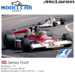 Modelauto 1:18 | Model Car Group 18612F | Marlbore McLaren F1 M23 1976 #11 - J.Hunt Modelauto 1:18 | Model Car Group 18612F | Marlbore McLaren F1 M23 1976 #11 - J.Hunt