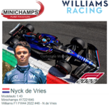 Modelauto 1:43 | Minichamps 417221645 | Williams F1 FW44 2022 #46 - N.de Vries Modelauto 1:43 | Minichamps 417221645 | Williams F1 FW44 2022 #46 - N.de Vries