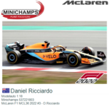 Modelauto 1:18 | Minichamps 537221803 | McLaren F1 MCL36 2022 #3 - D.Ricciardo Modelauto 1:18 | Minichamps 537221803 | McLaren F1 MCL36 2022 #3 - D.Ricciardo