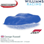 Modelauto 1:43 | Minichamps 417211363 | Williams Racing GW43B Mercedes 2021 - G.Russell Modelauto 1:43 | Minichamps 417211363 | Williams Racing GW43B Mercedes 2021 - G.Russell