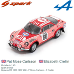 Modelauto 1:43 | Spark S6109 | Alpine A110 1800 1972 #60 - P.Moss-Carlsson - E.Crellin Modelauto 1:43 | Spark S6109 | Alpine A110 1800 1972 #60 - P.Moss-Carlsson - E.Crellin