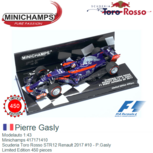 Modelauto 1:43 | Minichamps 417171410 | Scuderia Toro Rosso STR12 Renault 2017 #10 - Pierre Gasly Modelauto 1:43 | Minichamps 417171410 | Scuderia Toro Rosso STR12 Renault 2017 #10 - Pierre Gasly