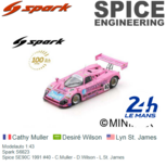 Modelauto 1:43 | Spark S6823 | Spice SE90C 1991 #40 - C.Muller - D.Wilson - L.St. James Modelauto 1:43 | Spark S6823 | Spice SE90C 1991 #40 - C.Muller - D.Wilson - L.St. James