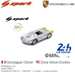Modelauto 1:43 | Spark S9707 | Porsche KG 550 S1.1 1954 #47 - G.Olivier - Z.Arkus-Duntov Modelauto 1:43 | Spark S9707 | Porsche KG 550 S1.1 1954 #47 - G.Olivier - Z.Arkus-Duntov