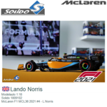 Modelauto 1:18 | Solido 1809102 | McLaren F1 MCL36 2021 #4 - L.Norris Modelauto 1:18 | Solido 1809102 | McLaren F1 MCL36 2021 #4 - L.Norris