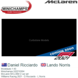 Modelauto 1:43 | Minichamps 532210304 | McLaren MCL35M 2 car set | Williams Racing 2021 - D.Ricciardo - L.Norris Modelauto 1:43 | Minichamps 532210304 | McLaren MCL35M 2 car set | Williams Racing 2021 - D.Ricciardo - L.Norris