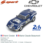 Modelauto 1:43 | Spark S2432 | Chevrolet Corvette C3 | Greder Racing Team 1974 #51 - H.Greder - M.Beaumont Modelauto 1:43 | Spark S2432 | Chevrolet Corvette C3 | Greder Racing Team 1974 #51 - H.Greder - M.Beaumont