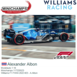 Modelauto 1:18 | Minichamps 117220523 | Williams F1 FW44 2022 #23 - A.Albon Modelauto 1:18 | Minichamps 117220523 | Williams F1 FW44 2022 #23 - A.Albon