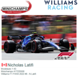 Modelauto 1:43 | Minichamps 417220506 | Williams F1 FW44 2022 #6 - N.Latifi Modelauto 1:43 | Minichamps 417220506 | Williams F1 FW44 2022 #6 - N.Latifi
