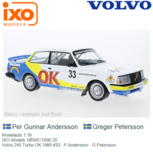 Modelauto 1:18 | IXO-Models 18RMC105B.20 | Volvo 240 Turbo OK 1985 #33 - P.Andersson - G.Petersson Modelauto 1:18 | IXO-Models 18RMC105B.20 | Volvo 240 Turbo OK 1985 #33 - P.Andersson - G.Petersson