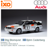 Modelauto 1:18 | IXO-Models 18RMC094B.20 | Audi Sport Quattro 1982 #5 - S.Blomqvist - B.Cederberg Modelauto 1:18 | IXO-Models 18RMC094B.20 | Audi Sport Quattro 1982 #5 - S.Blomqvist - B.Cederberg