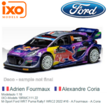 Modelauto 1:18 | IXO-Models 18RMC111.22 | M-Sport Ford WRT Puma Rally1 WRC2 2022 #16 - A.Fourmaux - A.Coria Modelauto 1:18 | IXO-Models 18RMC111.22 | M-Sport Ford WRT Puma Rally1 WRC2 2022 #16 - A.Fourmaux - A.Coria
