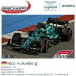 Modelauto 1:18 | Minichamps 117220127 | Aston Martin F1 AMR22 | AMR Aramco Cognizant Formula One Team 2022 #27 - N.Hulkenberg Modelauto 1:18 | Minichamps 117220127 | Aston Martin F1 AMR22 | AMR Aramco Cognizant Formula One Team 2022 #27 - N.Hulkenberg