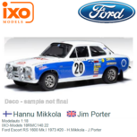 Modelauto 1:18 | IXO-Models 18RMC140.22 | Ford Escort RS 1600 Mk.I 1973 #20 - H.Mikkola - J.Porter Modelauto 1:18 | IXO-Models 18RMC140.22 | Ford Escort RS 1600 Mk.I 1973 #20 - H.Mikkola - J.Porter