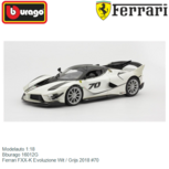 Modelauto 1:18 | Bburago 16012G | Ferrari FXX-K Evoluzione Wit / Grijs 2018 #70 Modelauto 1:18 | Bburago 16012G | Ferrari FXX-K Evoluzione Wit / Grijs 2018 #70