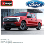 Modelauto 1:43 | Bburago 18-30467R | Ford F-150 Lightning Metallic Red 2022 Modelauto 1:43 | Bburago 18-30467R | Ford F-150 Lightning Metallic Red 2022