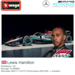 Modelauto 1:43 | Bburago 18-38066H | Mercedes AMG F1 W13 E-Performance 2022 #44 - L.Hamilton Modelauto 1:43 | Bburago 18-38066H | Mercedes AMG F1 W13 E-Performance 2022 #44 - L.Hamilton