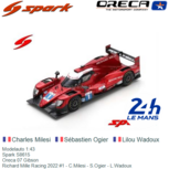 Modelauto 1:43 | Spark S8615 | Oreca 07 Gibson | Richard Mille Racing 2022 #1 - C.Milesi - S.Ogier - L.Wadoux Modelauto 1:43 | Spark S8615 | Oreca 07 Gibson | Richard Mille Racing 2022 #1 - C.Milesi - S.Ogier - L.Wadoux