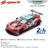 Modelauto 1:43 | Spark S8647 | Aston Martin Vantage AMR | TF Sport 2022 #33 - M.Sørensen - H.Chaves - B.Keating Modelauto 1:43 | Spark S8647 | Aston Martin Vantage AMR | TF Sport 2022 #33 - M.Sørensen - H.Chaves - B.Keating