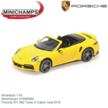 Modelauto 1:43 | Minichamps 410069484 | Porsche 911 992 Turbo S Cabrio Geel 2019 Modelauto 1:43 | Minichamps 410069484 | Porsche 911 992 Turbo S Cabrio Geel 2019