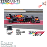 Verf | Zero Paints ZP-1718 | Airbrush paint 30ml | Red Bull Racing 2019 #33 Verf | Zero Paints ZP-1718 | Airbrush paint 30ml | Red Bull Racing 2019 #33