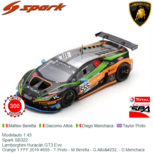 Modelauto 1:43 | Spark SB322 | Lamborghini Huracán GT3 Evo | Orange 1 FFF 2019 #555 - T.Proto - M.Beretta - G.Altoè - D.Menchaca Modelauto 1:43 | Spark SB322 | Lamborghini Huracán GT3 Evo | Orange 1 FFF 2019 #555 - T.Proto - M.Beretta - G.Altoè - D.Menchaca