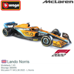 Modelauto 1:43 | Bburago 38064N | McLaren F1 MCL36 2022 - L.Norris Modelauto 1:43 | Bburago 38064N | McLaren F1 MCL36 2022 - L.Norris