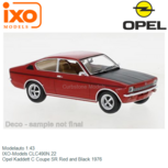Modelauto 1:43 | IXO-Models CLC490N.22 | Opel Kaddett C Coupe SR Red and Black 1976 Modelauto 1:43 | IXO-Models CLC490N.22 | Opel Kaddett C Coupe SR Red and Black 1976
