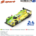 Modelauto 1:18 | Spark 18S814 | Oreca 07 Gibson | Inter Europol Competitione 2022 #43 - P.Fittipaldi - F.Scherer - D.Heinemeier Hansson Modelauto 1:18 | Spark 18S814 | Oreca 07 Gibson | Inter Europol Competitione 2022 #43 - P.Fittipaldi - F.Scherer - D.Heinemeier Hansson