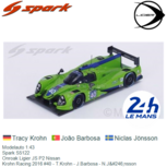 Modelauto 1:43 | Spark S5122 | Onroak Ligier JS P2 Nissan | Krohn Racing 2016 #40 - T.Krohn - J.Barbosa - N.Jönsson Modelauto 1:43 | Spark S5122 | Onroak Ligier JS P2 Nissan | Krohn Racing 2016 #40 - T.Krohn - J.Barbosa - N.Jönsson