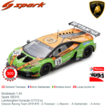 Modelauto 1:43 | Spark SB315 | Lamborghini Huracán GT3 Evo | Grasser Racing Team 2019 #19 - G.Tweraser - L.Mauron - A.Santamato - A.Amici Modelauto 1:43 | Spark SB315 | Lamborghini Huracán GT3 Evo | Grasser Racing Team 2019 #19 - G.Tweraser - L.Mauron - A.Santamato - A.Amici