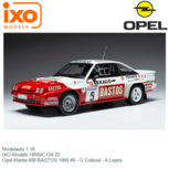 Modelauto 1:18 | IXO-Models 18RMC134.22 | Opel Manta 400 BASTOS 1985 #5 - G.Colsoul - A.Lopes Modelauto 1:18 | IXO-Models 18RMC134.22 | Opel Manta 400 BASTOS 1985 #5 - G.Colsoul - A.Lopes