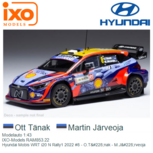 Modelauto 1:43 | IXO-Models RAM853.22 | Hyundai Mobis WRT i20 N Rally1 2022 #8 - O.Tänak - M.Järveoja Modelauto 1:43 | IXO-Models RAM853.22 | Hyundai Mobis WRT i20 N Rally1 2022 #8 - O.Tänak - M.Järveoja