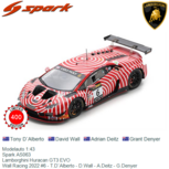 Modelauto 1:43 | Spark AS063 | Lamborghini Huracan GT3 EVO | Wall Racing 2022 #6 - T.D`Alberto - D.Wall - A.Deitz - G.Denyer Modelauto 1:43 | Spark AS063 | Lamborghini Huracan GT3 EVO | Wall Racing 2022 #6 - T.D`Alberto - D.Wall - A.Deitz - G.Denyer