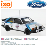 Modelauto 1:43 | IXO-Models RAC377BLQ | Ford Escort RS 1600i Mk.III 1983 #20 - M.Wilson - P.Short Modelauto 1:43 | IXO-Models RAC377BLQ | Ford Escort RS 1600i Mk.III 1983 #20 - M.Wilson - P.Short