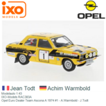 Modelauto 1:43 | IXO-Models RAC383A | Opel Euro Dealer Team Ascona A 1974 #1 - A.Warmbold - J.Todt Modelauto 1:43 | IXO-Models RAC383A | Opel Euro Dealer Team Ascona A 1974 #1 - A.Warmbold - J.Todt